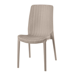 HomeRoots Set of Four Taupe Stacking Dining Chairs - Weather-Resistant, Stylish, and Easy to Maintain! 565253