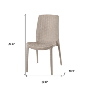 HomeRoots Set of Four Taupe Stacking Dining Chairs - Weather-Resistant, Stylish, and Easy to Maintain! 565253