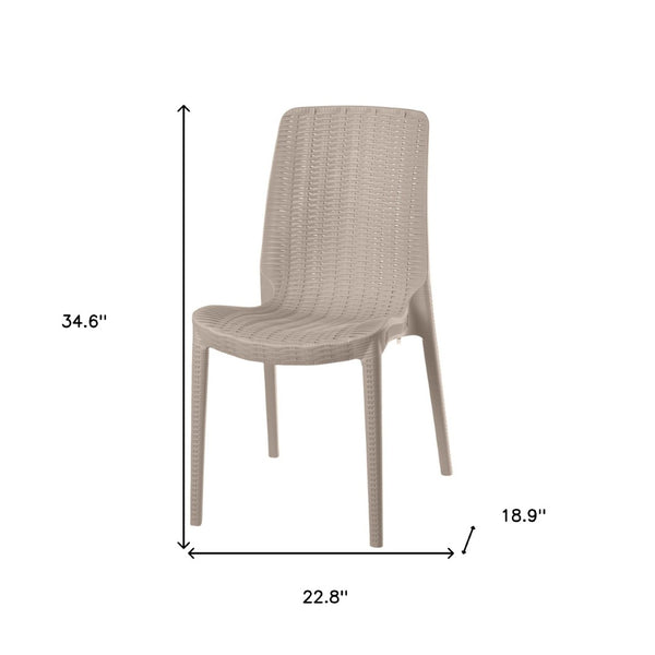 HomeRoots Set of Four Taupe Stacking Dining Chairs - Weather-Resistant, Stylish, and Easy to Maintain! 565253