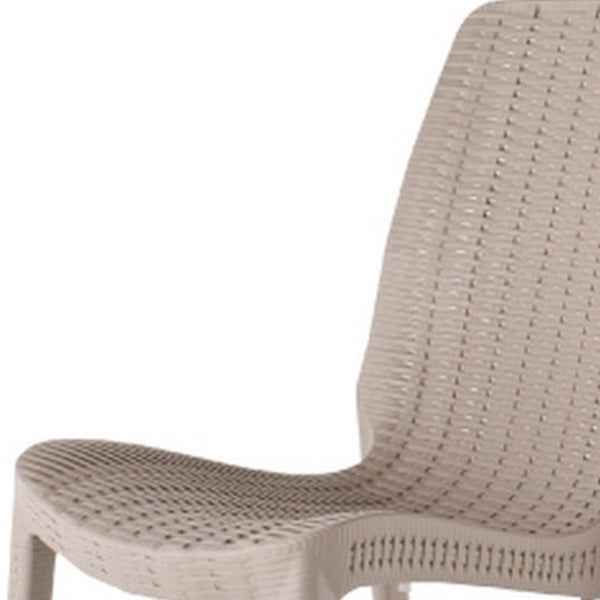 HomeRoots Set of Four Taupe Stacking Dining Chairs - Weather-Resistant, Stylish, and Easy to Maintain! 565253