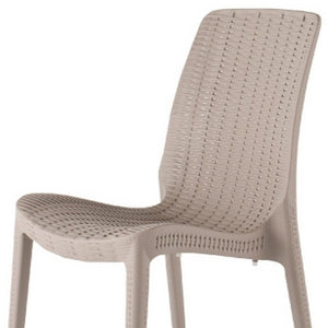 HomeRoots Set of Four Taupe Stacking Dining Chairs - Weather-Resistant, Stylish, and Easy to Maintain! 565253