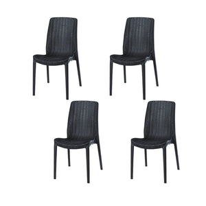 HomeRoots Set of Four Black Heavy Duty Stacking Dining Chairs - Stylish, Durable & Space-Saving for Outdoors! 565254