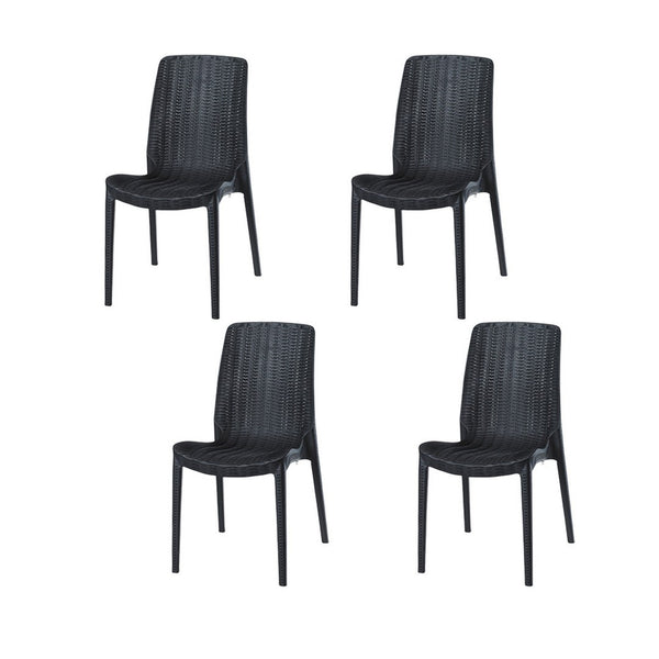HomeRoots Set of Four Black Heavy Duty Stacking Dining Chairs - Stylish, Durable & Space-Saving for Outdoors! 565254
