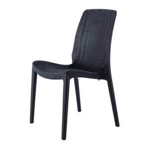 HomeRoots Set of Four Black Heavy Duty Stacking Dining Chairs - Stylish, Durable & Space-Saving for Outdoors! 565254