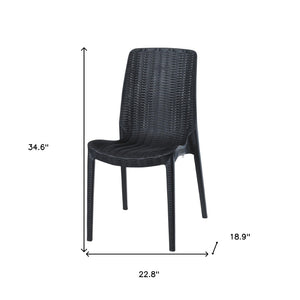 HomeRoots Set of Four Black Heavy Duty Stacking Dining Chairs - Stylish, Durable & Space-Saving for Outdoors! 565254