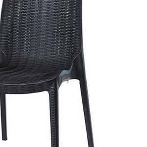 HomeRoots Set of Four Black Heavy Duty Stacking Dining Chairs - Stylish, Durable & Space-Saving for Outdoors! 565254