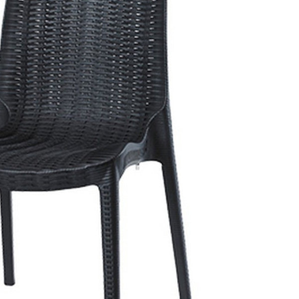HomeRoots Set of Four Black Heavy Duty Stacking Dining Chairs - Stylish, Durable & Space-Saving for Outdoors! 565254