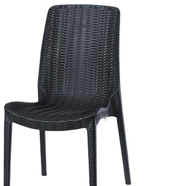 HomeRoots Set of Four Black Heavy Duty Stacking Dining Chairs - Stylish, Durable & Space-Saving for Outdoors! 565254