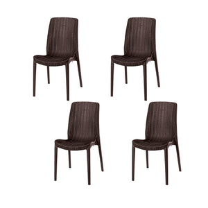 HomeRoots Set of Four Stylish Brown Heavy-Duty Stacking Chairs for Outdoor Dining, Patios, and More! 565255
