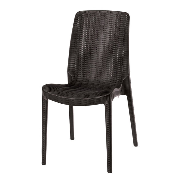HomeRoots Set of Four Stylish Brown Heavy-Duty Stacking Chairs for Outdoor Dining, Patios, and More! 565255