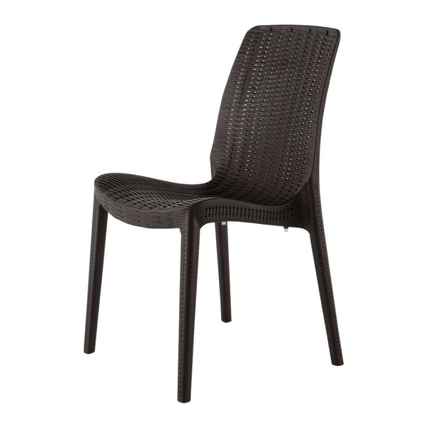 HomeRoots Set of Four Stylish Brown Heavy-Duty Stacking Chairs for Outdoor Dining, Patios, and More! 565255