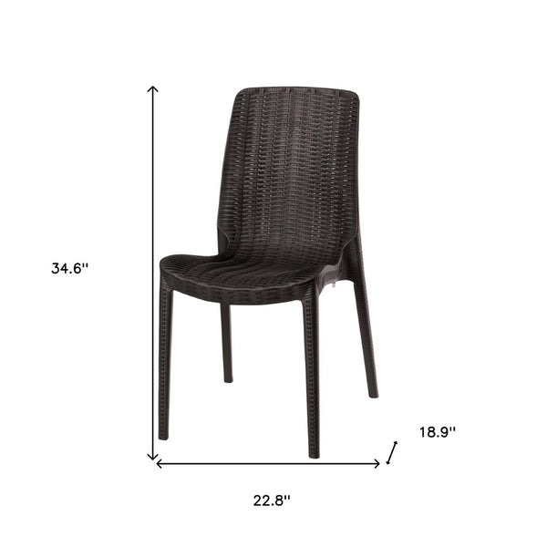 HomeRoots Set of Four Stylish Brown Heavy-Duty Stacking Chairs for Outdoor Dining, Patios, and More! 565255