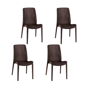 HomeRoots Set of Four Stylish Brown Heavy-Duty Stacking Chairs for Outdoor Dining, Patios, and More! 565255