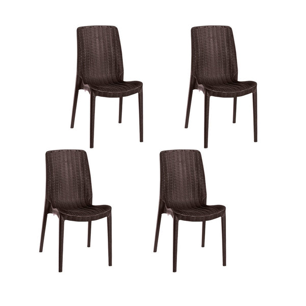 HomeRoots Set of Four Stylish Brown Heavy-Duty Stacking Chairs for Outdoor Dining, Patios, and More! 565255