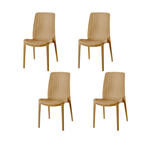 HomeRoots Set of Four Tan Stacking Chairs - Heavy-Duty Faux Rattan Design for Outdoor Dining & Versatile Use 565256
