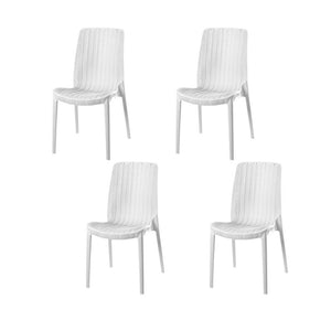 HomeRoots Set of Four White Stacking Chairs – Heavy-Duty, Weather-Resistant, Space-Saving for Outdoor Dining 565257