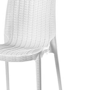 HomeRoots Set of Four White Stacking Chairs – Heavy-Duty, Weather-Resistant, Space-Saving for Outdoor Dining 565257
