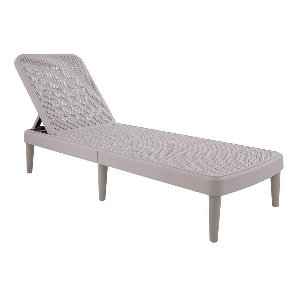HomeRoots 75" Taupe Heavy-Duty Plastic Outdoor Chaise Lounge - Stylish, Stackable, and Comfortable Relaxation Solution 565258
