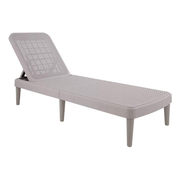HomeRoots 75" Taupe Heavy-Duty Plastic Outdoor Chaise Lounge - Stylish, Stackable, and Comfortable Relaxation Solution 565258