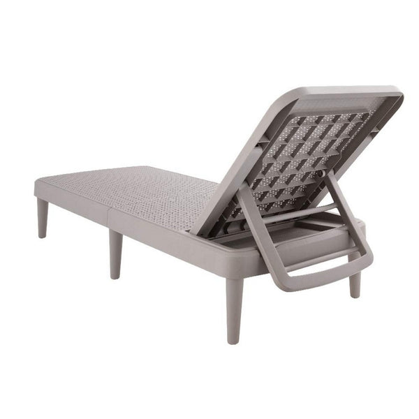 HomeRoots 75" Taupe Heavy-Duty Plastic Outdoor Chaise Lounge - Stylish, Stackable, and Comfortable Relaxation Solution 565258