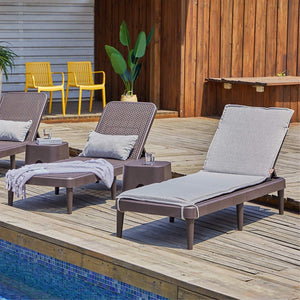 HomeRoots 75" Taupe Heavy-Duty Plastic Outdoor Chaise Lounge - Stylish, Stackable, and Comfortable Relaxation Solution 565258