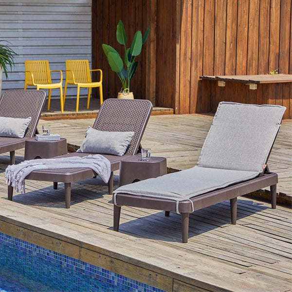 HomeRoots 75" Taupe Heavy-Duty Plastic Outdoor Chaise Lounge - Stylish, Stackable, and Comfortable Relaxation Solution 565258