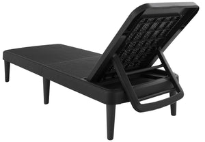 HomeRoots 75" Black Heavy-Duty Outdoor Stacking Chaise Lounge - Stylish, Adjustable, and Weather-Resistant Comfort 565259