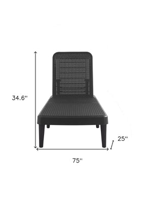 HomeRoots 75" Black Heavy-Duty Outdoor Stacking Chaise Lounge - Stylish, Adjustable, and Weather-Resistant Comfort 565259