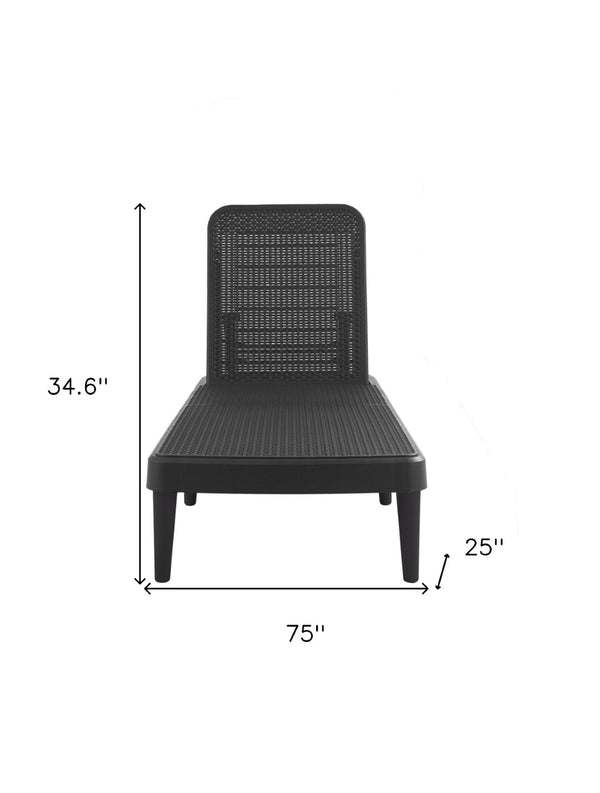 HomeRoots 75" Black Heavy-Duty Outdoor Stacking Chaise Lounge - Stylish, Adjustable, and Weather-Resistant Comfort 565259