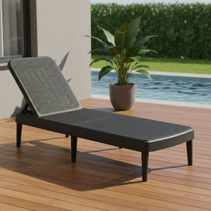HomeRoots 75" Black Heavy-Duty Outdoor Stacking Chaise Lounge - Stylish, Adjustable, and Weather-Resistant Comfort 565259