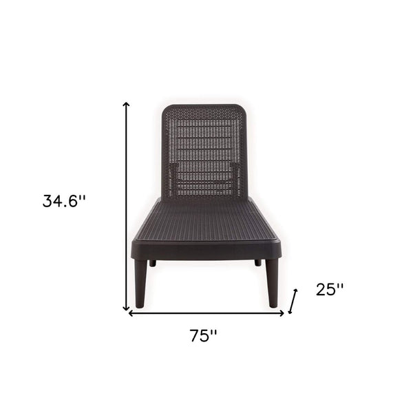 HomeRoots 75" Brown Heavy-Duty Outdoor Stacking Chaise Lounge - Stylish, Durable, Adjustable Comfort for All Spaces 565260