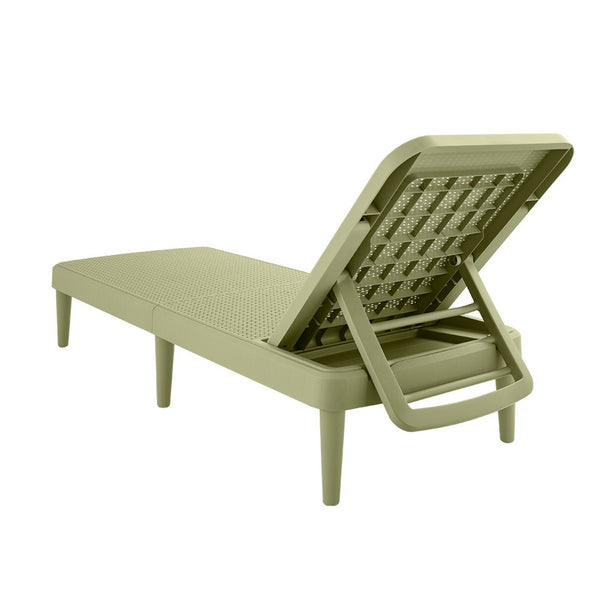 HomeRoots 75" Sage Heavy Duty Plastic Chaise Lounge - Stackable, Adjustable, Durable for Outdoor Relaxation 565261