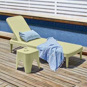 HomeRoots 75" Sage Heavy Duty Plastic Chaise Lounge - Stackable, Adjustable, Durable for Outdoor Relaxation 565261