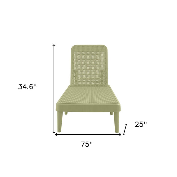 HomeRoots 75" Sage Heavy Duty Plastic Chaise Lounge - Stackable, Adjustable, Durable for Outdoor Relaxation 565261