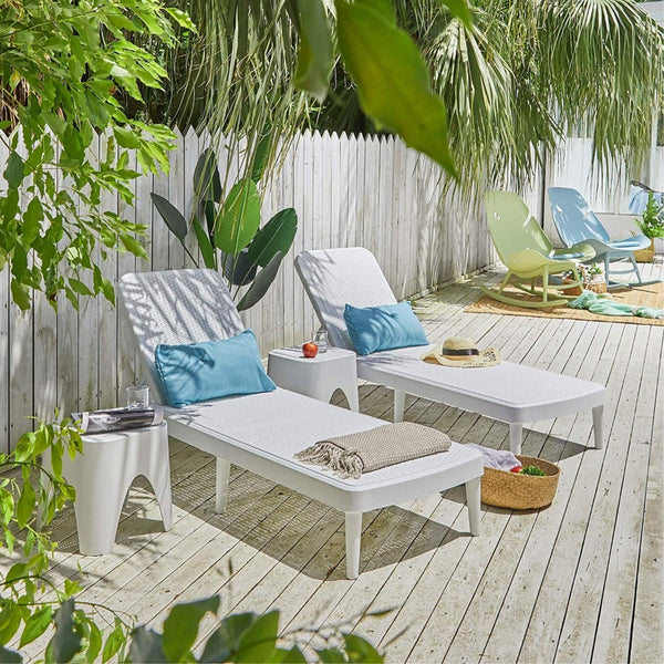 HomeRoots 75" Elegant White Heavy-Duty Stacking Chaise Lounge Chair for Ultimate Outdoor Comfort & Style 565262
