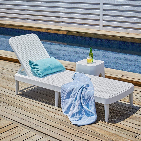 HomeRoots 75" Elegant White Heavy-Duty Stacking Chaise Lounge Chair for Ultimate Outdoor Comfort & Style 565262