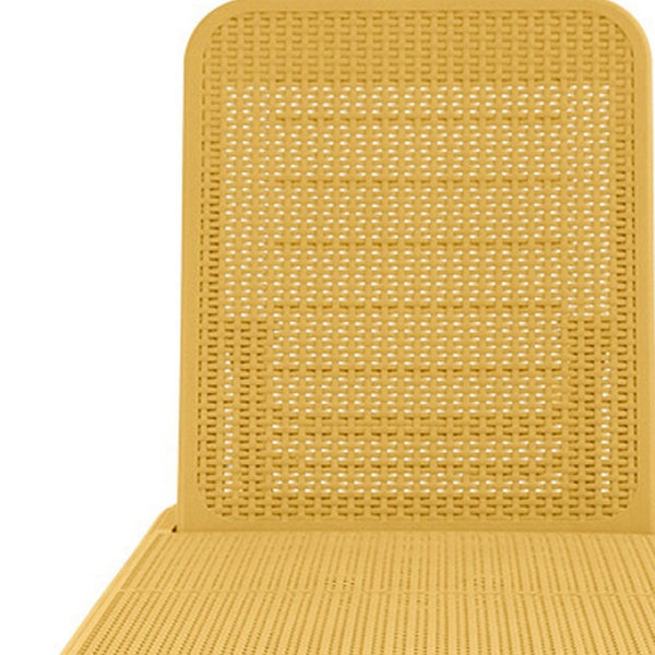 HomeRoots 75" Gold Heavy-Duty Plastic Chaise Lounge - Adjustable, Stackable, UV-Resistant for Outdoor Relaxation 565263