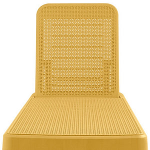 HomeRoots 75" Gold Heavy-Duty Plastic Chaise Lounge - Adjustable, Stackable, UV-Resistant for Outdoor Relaxation 565263