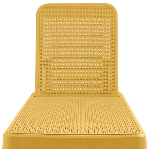 HomeRoots 75" Gold Heavy-Duty Plastic Chaise Lounge - Adjustable, Stackable, UV-Resistant for Outdoor Relaxation 565263