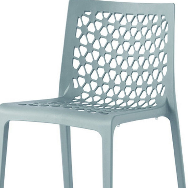 HomeRoots Set of Two Baby Blue Stacking Dining Chairs - Durable, Weather-Resistant for Indoor & Outdoor Use 565267