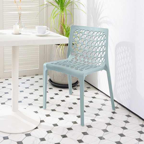 HomeRoots Set of Two Baby Blue Stacking Dining Chairs - Durable, Weather-Resistant for Indoor & Outdoor Use 565267