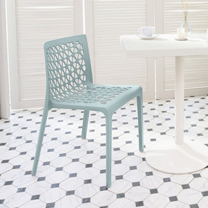 HomeRoots Set of Two Baby Blue Stacking Dining Chairs - Durable, Weather-Resistant for Indoor & Outdoor Use 565267