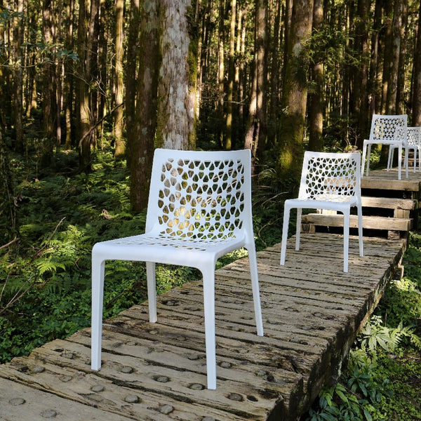 HomeRoots Set of Two Baby Blue Stacking Dining Chairs - Durable, Weather-Resistant for Indoor & Outdoor Use 565267