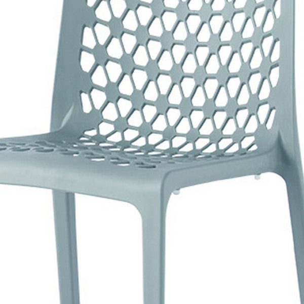 HomeRoots Set of Two Baby Blue Stacking Dining Chairs - Durable, Weather-Resistant for Indoor & Outdoor Use 565267