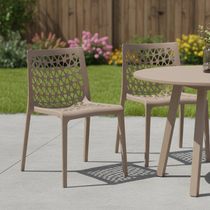 HomeRoots Set of Two Gray Heavy-Duty Stacking Chairs for Outdoor Dining, Patio, and Event Use – Stylish & Durable 565268