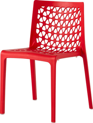 HomeRoots Set of Two Vibrant Red Heavy-Duty Stacking Chairs for Indoor & Outdoor Dining Spaces, Stylish & Durable 565269
