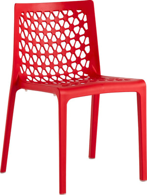 HomeRoots Set of Two Vibrant Red Heavy-Duty Stacking Chairs for Indoor & Outdoor Dining Spaces, Stylish & Durable 565269