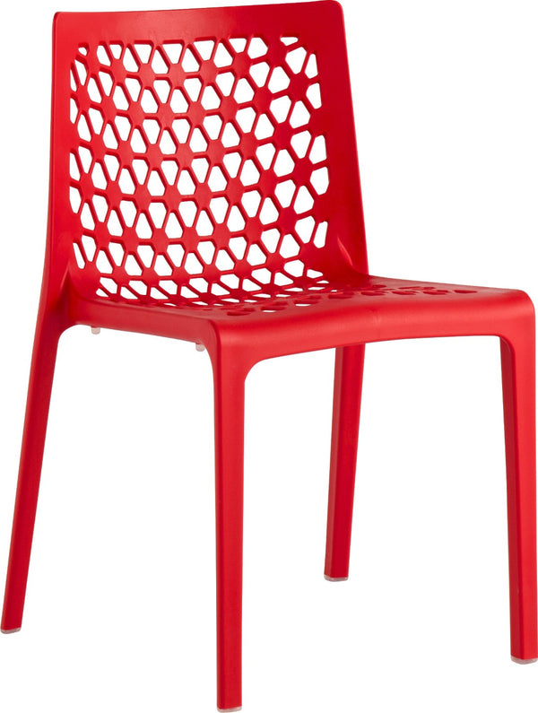 HomeRoots Set of Two Vibrant Red Heavy-Duty Stacking Chairs for Indoor & Outdoor Dining Spaces, Stylish & Durable 565269