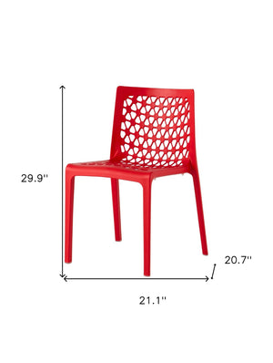 HomeRoots Set of Two Vibrant Red Heavy-Duty Stacking Chairs for Indoor & Outdoor Dining Spaces, Stylish & Durable 565269