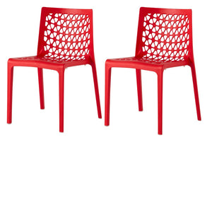 HomeRoots Set of Two Vibrant Red Heavy-Duty Stacking Chairs for Indoor & Outdoor Dining Spaces, Stylish & Durable 565269